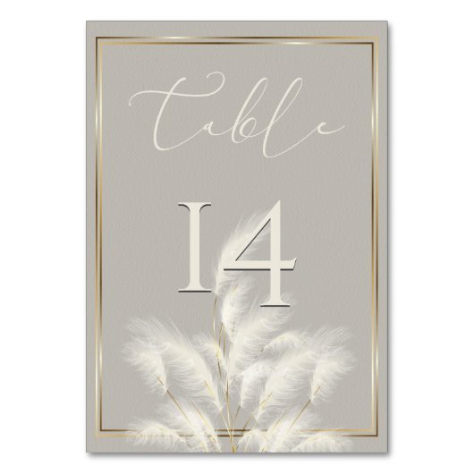 Numéro De Table Pampas Grass (Dos)