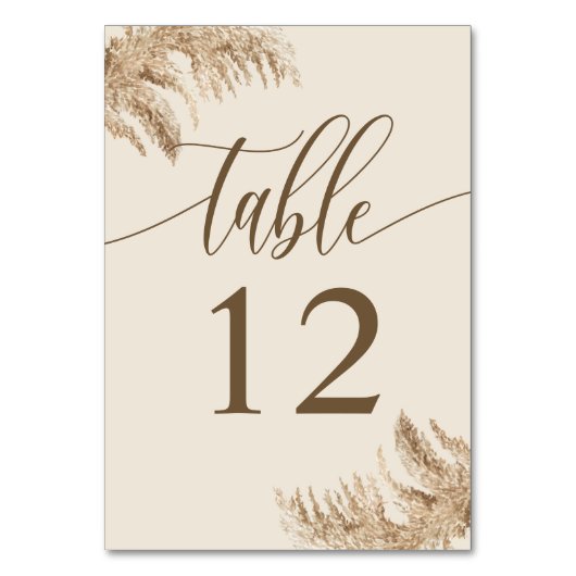 Numéro De Table Pampas Grass Bohemian Exotic Mariage (Par défaut)