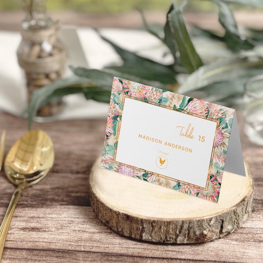 Numéro De Table Pampas Grass Chicken Meal Choice Guest Name Card
