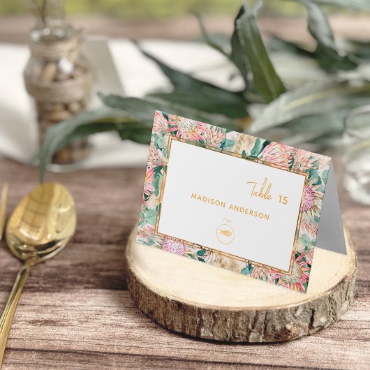 Numéro De Table Pampas Grass Fish Meal Choice Guest Name Card