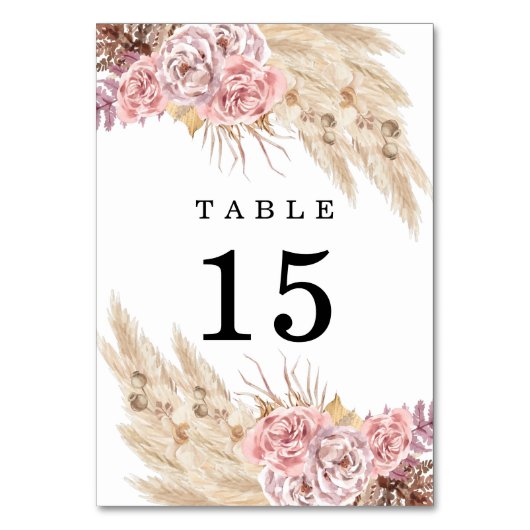 Numéro De Table Pampas Grass Floral Purple Mariage (Par défaut)