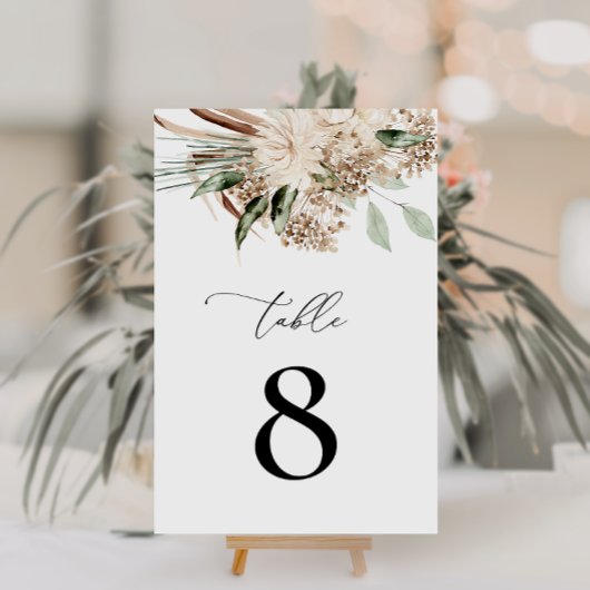 Numéro De Table Pampas herbe et sauge vert mariage