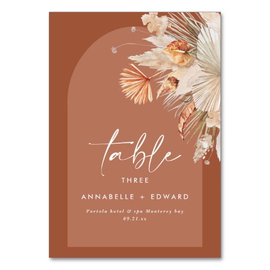 Numéro De Table Pampas herbe terre cuite moderne floral (Par défaut)