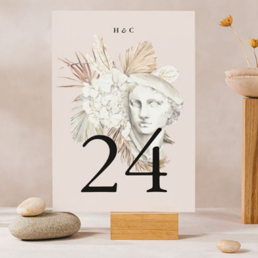 Numéro De Table Pampas rose séché Herbe Tropical Jungle Floral