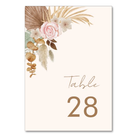 Numéro De Table Pampas séché à l'ivoire Tropical Mariage floral en (Dos)