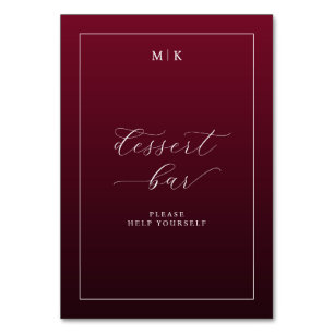 Numéro De Table Panneau de bar à dessert élégant en cursive marron