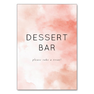 Numéro De Table Panneau de bar à desserts à l'aquarelle rose chaud