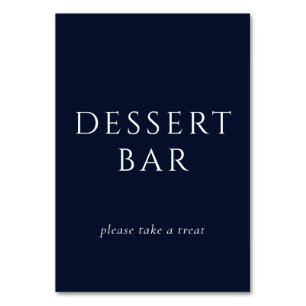 Numéro De Table Panneau de bar à desserts élégant bleu marine