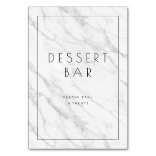 Numéro De Table Panneau de bar à desserts en marbre blanc élégant