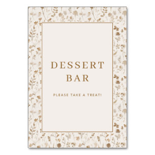 Numéro De Table Panneau de bar à desserts floral beige élégant