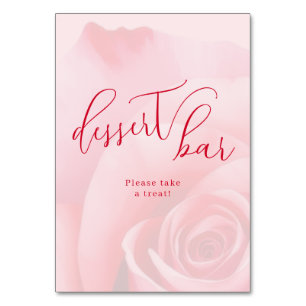 Numéro De Table Panneau de bar à desserts floral rose romantique