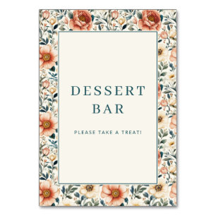 Numéro De Table Panneau de bar à desserts floraux pastel joyeux