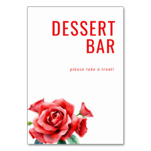 Numéro De Table Panneau de bar à desserts floraux rouges invitant