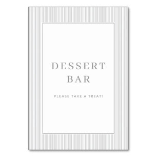 Numéro De Table Panneau de bar à desserts gris élégant