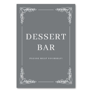 Numéro De Table Panneau de bar à desserts minimaliste gris élégant