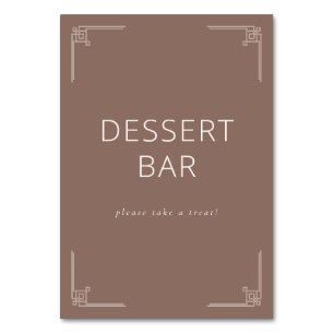 Numéro De Table Panneau de bar à desserts minimaliste marron chaud