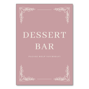 Numéro De Table Panneau de bar à desserts minimaliste rose chaud