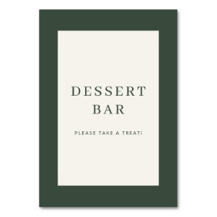 Numéro De Table Panneau de bar à desserts minimaliste vert accueil