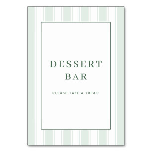 Numéro De Table Panneau de bar à desserts minimaliste vert frais