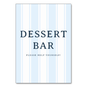 Numéro De Table Panneau de bar à desserts rayé bleu invitant