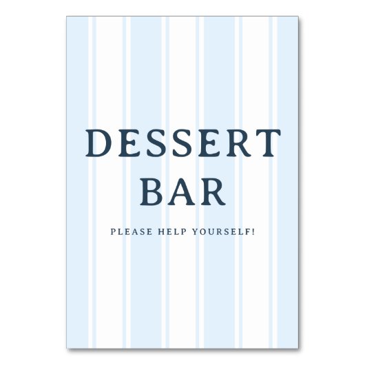 Numéro De Table Panneau de bar à desserts rayé bleu invitant (Par défaut)