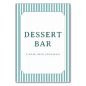 Numéro De Table Panneau de Bar à Desserts Rayé Bleu Joyeux (Dos)