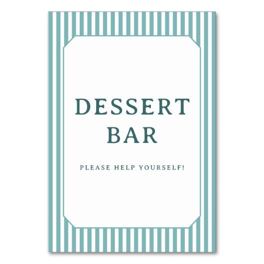 Numéro De Table Panneau de Bar à Desserts Rayé Bleu Joyeux (Par défaut)