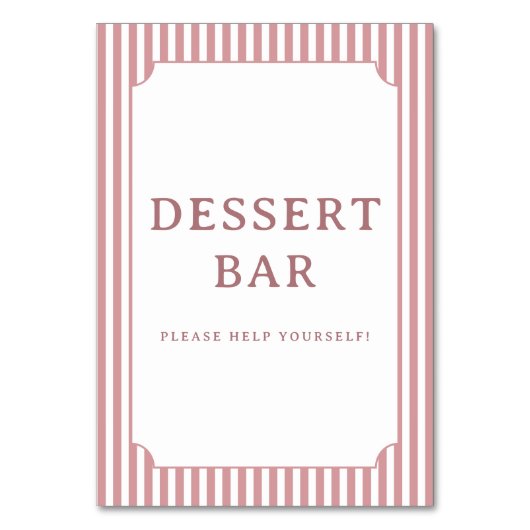 Numéro De Table Panneau de bar à desserts rayé rose invitant (Par défaut)