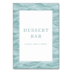 Numéro De Table Panneau de bar à desserts vague d'eau bleue serein