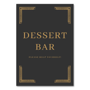 Numéro De Table Panneau de bar à desserts vintage or élégant