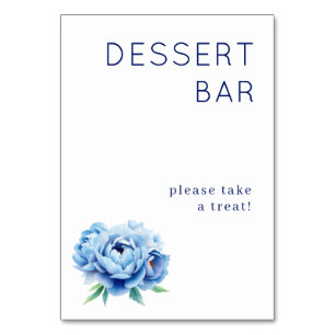 Numéro De Table Panneau de dessert floral Navy invitant