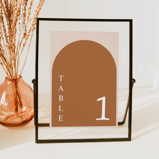Numéro De Table Panneau de Favors Moderne Orange Brûlé Arqué MIA