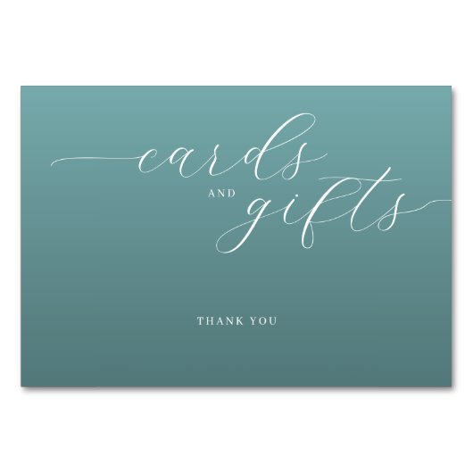Numéro De Table Panneau de gratitude minimaliste sarcelle calme (Devant)