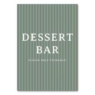 Numéro De Table Panneau de signalisation pour bar à desserts vert 