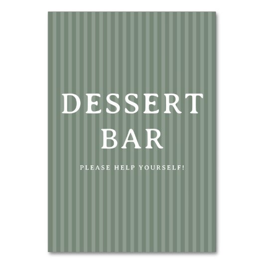 Numéro De Table Panneau de signalisation pour bar à desserts vert  (Par défaut)