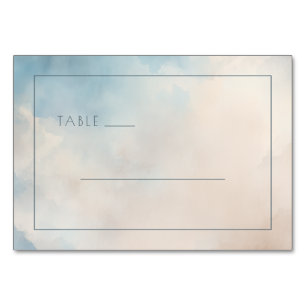 Numéro De Table Panneau de table à l'aquarelle bleu serein
