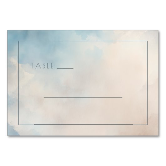 Numéro De Table Panneau de table à l'aquarelle bleu serein (Devant)