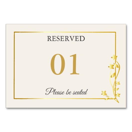 Numéro De Table Panneau de table de mariage réservé Luxe Or Élégan (Devant)