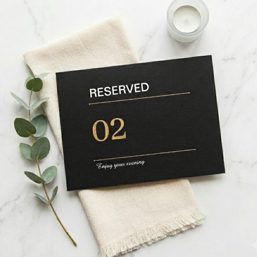 Numéro De Table Panneau de table de mariage réservé Or Noir Luxe