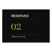 Numéro De Table Panneau de table de mariage réservé Or Noir Luxe (Devant)