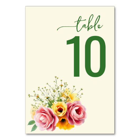 Numéro De Table Panneau de table fleuri vert sophistiqué (Par défaut)
