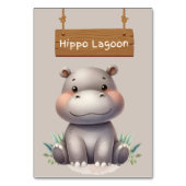 Numéro De Table Panneau de table Jungle Joueuse Safari Hippo Lagoo (Dos)