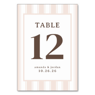 Numéro De Table Panneau de table minimaliste marron élégant