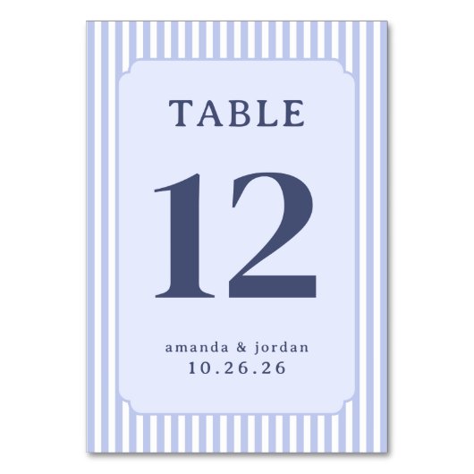 Numéro De Table Panneau de table rayé bleu élégant (Par défaut)