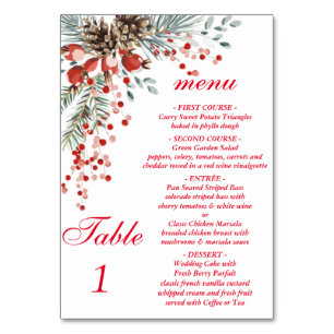 Numéro De Table Panneau de tente de Noël avec menu
