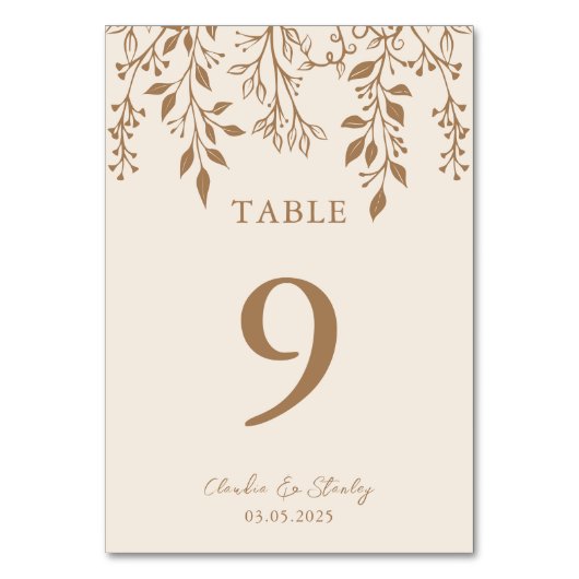 Numéro De Table Panser les fleurs Feuillage Chaud Romantique Boho  (Par défaut)