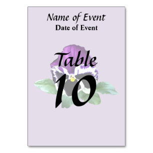 Numéro De Table Pansy pourpre et blanc