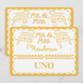 Numéro de Table Papel Picado Or Mariage Fiesta (Devant / Derrière)