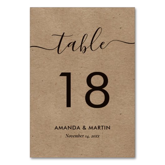 Numéro De Table Papier Kraft (Dos)