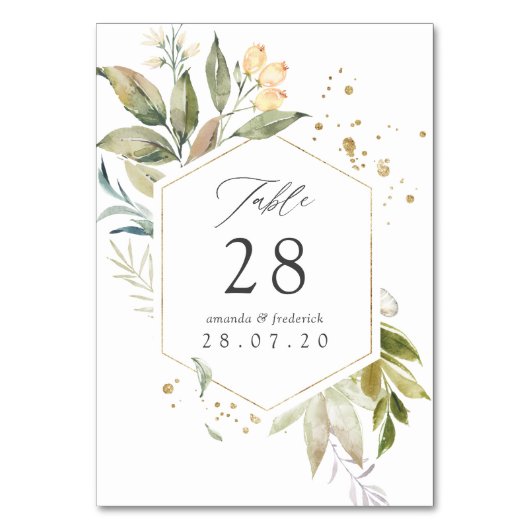 Numéro De Table Papier Peint Fleurs Aquarelle Géométrique Mariage (Par défaut)